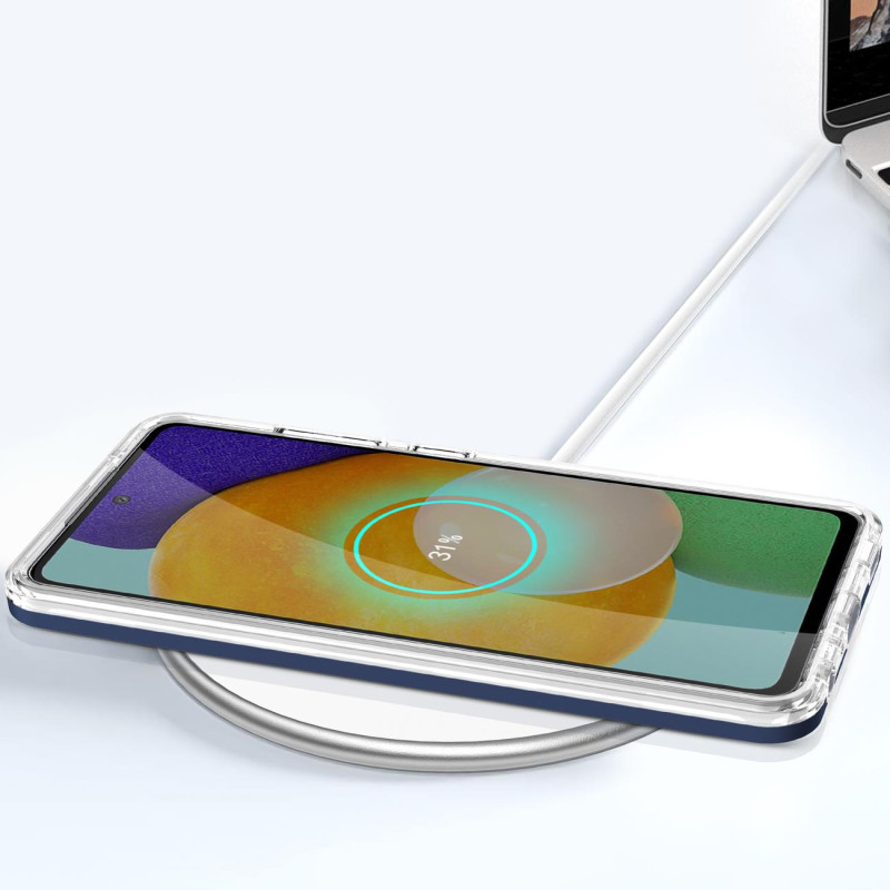 Skaidrus 3in1 dėklas, skirtas Samsung Galaxy A33 5G gelio dangtelis su mėlynu rėmeliu
