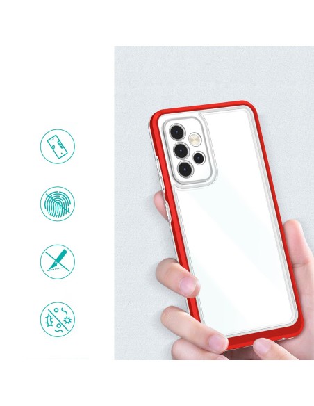 Skaidrus 3in1 dėklas, skirtas Samsung Galaxy A53 5G gelio dangtelis su raudonu rėmeliu Skaidrus 3in1 dėklas, skirtas Samsung Galaxy A53 5G gelio dangtelis su raudonu rėmeliu