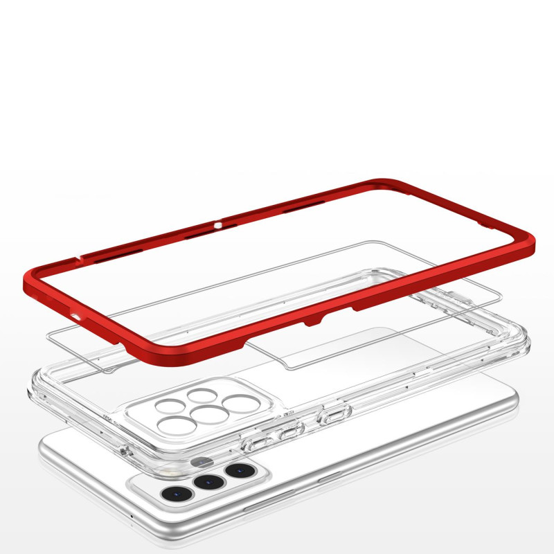 Skaidrus 3in1 dėklas, skirtas Samsung Galaxy A53 5G gelio dangtelis su raudonu rėmeliu