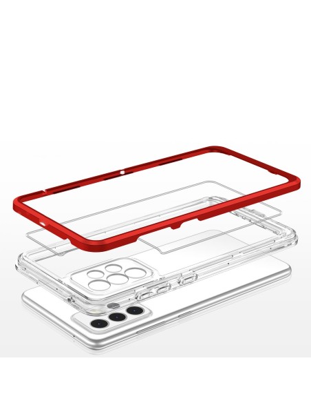Skaidrus 3in1 dėklas, skirtas Samsung Galaxy A53 5G gelio dangtelis su raudonu rėmeliu Skaidrus 3in1 dėklas, skirtas Samsung Galaxy A53 5G gelio dangtelis su raudonu rėmeliu