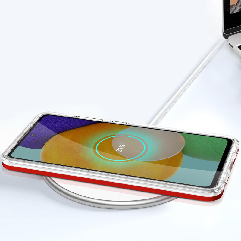Skaidrus 3in1 dėklas, skirtas Samsung Galaxy A53 5G gelio dangtelis su raudonu rėmeliu