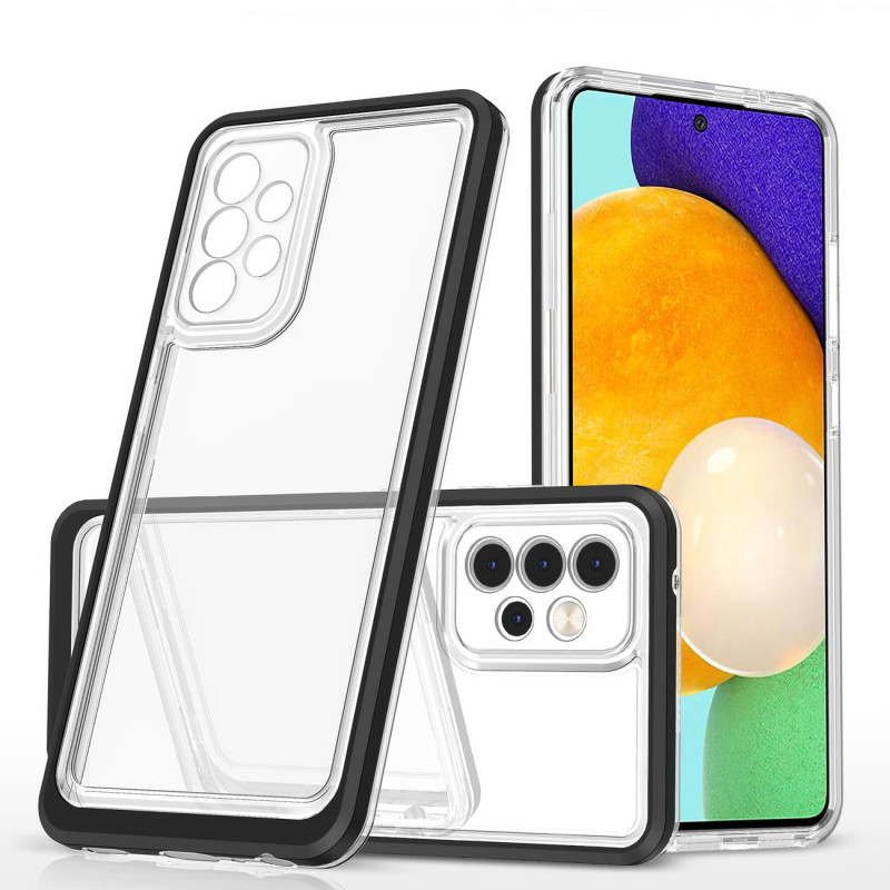 Skaidrus 3in1 dėklas Samsung Galaxy A73, gelinis dangtelis su rėmeliu, juodas Skaidrus 3in1 dėklas Samsung Galaxy A73, gelinis dangtelis su rėmeliu, juodas