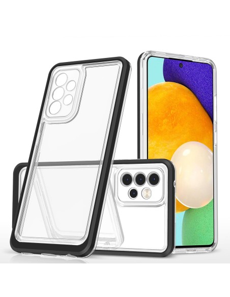 Skaidrus 3in1 dėklas Samsung Galaxy A73, gelinis dangtelis su rėmeliu, juodas Skaidrus 3in1 dėklas Samsung Galaxy A73, gelinis dangtelis su rėmeliu, juodas
