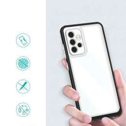 Skaidrus 3in1 dėklas Samsung Galaxy A73, gelinis dangtelis su rėmeliu, juodas