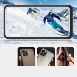 Skaidrus 3in1 dėklas Samsung Galaxy A73, gelinis dangtelis su rėmeliu, juodas
