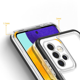 Skaidrus 3in1 dėklas Samsung Galaxy A73, gelinis dangtelis su rėmeliu, juodas