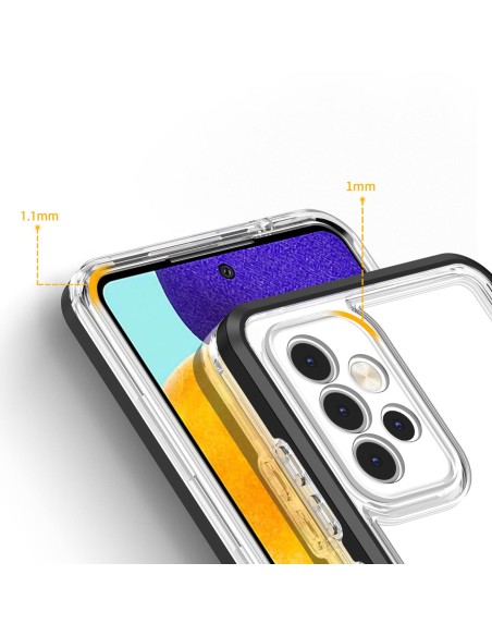 Skaidrus 3in1 dėklas Samsung Galaxy A73, gelinis dangtelis su rėmeliu, juodas Skaidrus 3in1 dėklas Samsung Galaxy A73, gelinis dangtelis su rėmeliu, juodas