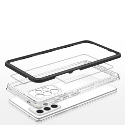 Skaidrus 3in1 dėklas Samsung Galaxy A73, gelinis dangtelis su rėmeliu, juodas