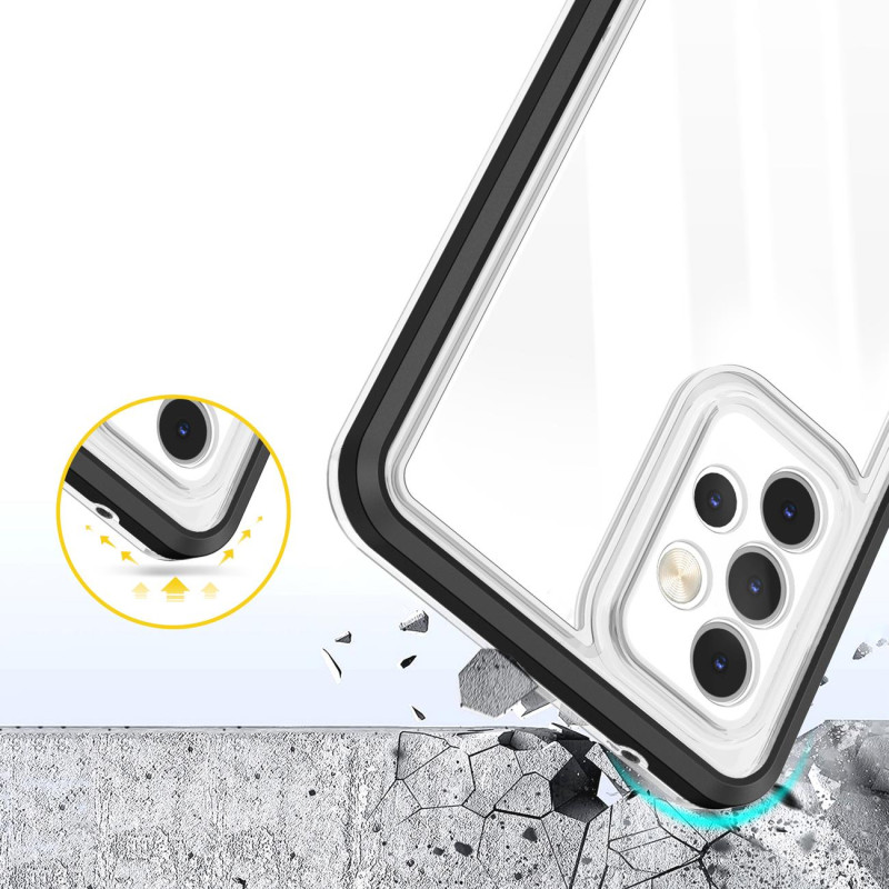 Skaidrus 3in1 dėklas Samsung Galaxy A73, gelinis dangtelis su rėmeliu, juodas