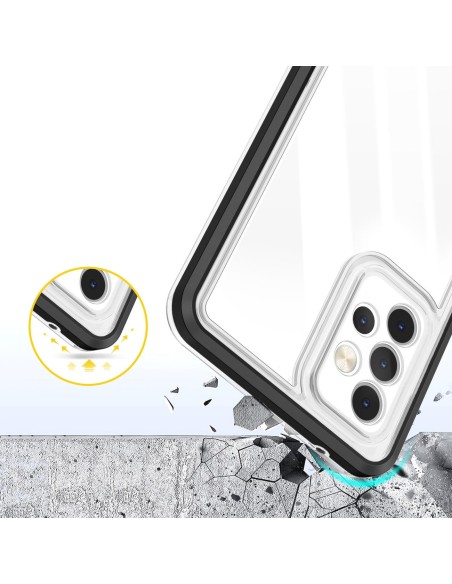 Skaidrus 3in1 dėklas Samsung Galaxy A73, gelinis dangtelis su rėmeliu, juodas Skaidrus 3in1 dėklas Samsung Galaxy A73, gelinis dangtelis su rėmeliu, juodas