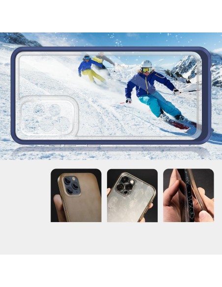 Skaidrus 3in1 dėklas, skirtas Samsung Galaxy A73, gelinis dangtelis su rėmeliu, mėlynas