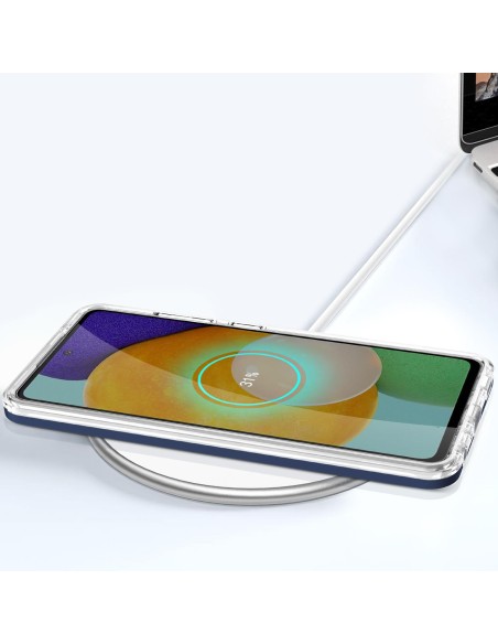 Skaidrus 3in1 dėklas, skirtas Samsung Galaxy A73, gelinis dangtelis su rėmeliu, mėlynas