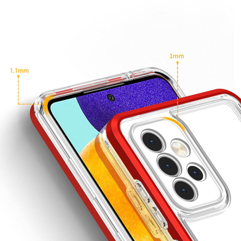 Skaidrus 3in1 dėklas, skirtas Samsung Galaxy A73, gelinis dangtelis su raudonu rėmeliu
