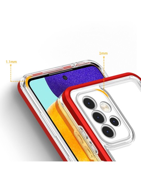 Skaidrus 3in1 dėklas, skirtas Samsung Galaxy A73, gelinis dangtelis su raudonu rėmeliu