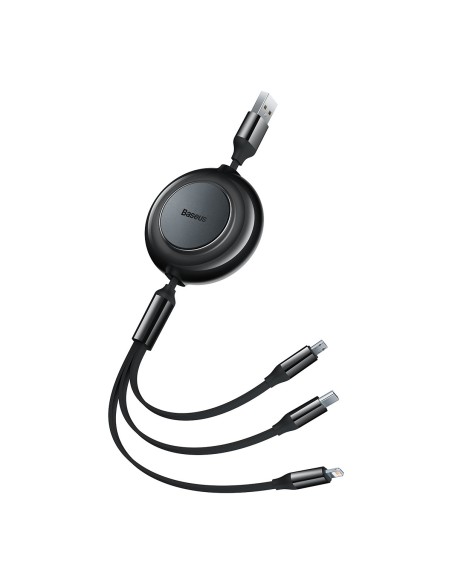 Bright Mirror 2 kabelis 3in1 USB Type A microUSB + iPhone Lightning + USB-C 3.5A 1.1m juodas Bright Mirror 2 kabelis 3in1 USB Type A microUSB + iPhone Lightning + USB-C 3.5A 1.1m juodas