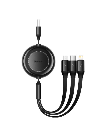 Bright Mirror 2 kabelis 3in1 USB Type A microUSB + iPhone Lightning + USB-C 3.5A 1.1m juodas Bright Mirror 2 kabelis 3in1 USB Type A microUSB + iPhone Lightning + USB-C 3.5A 1.1m juodas