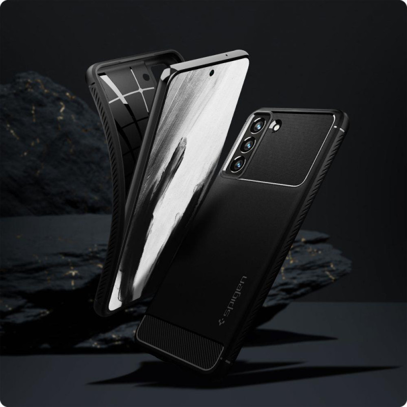 Spigen Rugged Armor dėklas, skirtas Samsung Galaxy S21 FE - matinė juoda