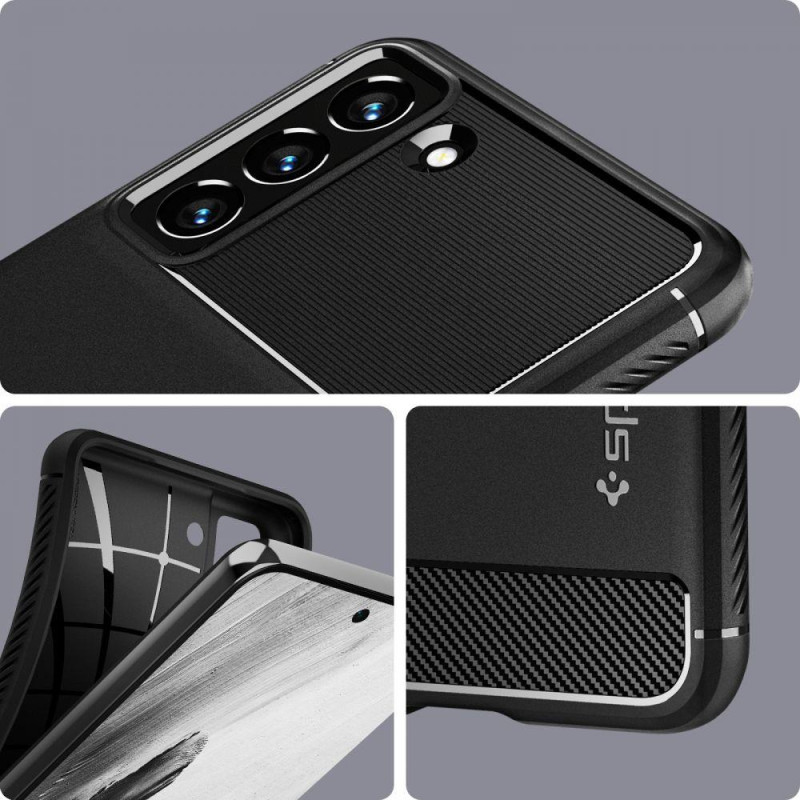 Spigen Rugged Armor dėklas, skirtas Samsung Galaxy S21 FE - matinė juoda