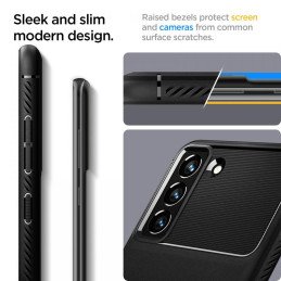 Spigen Rugged Armor dėklas, skirtas Samsung Galaxy S21 FE - matinė juoda
