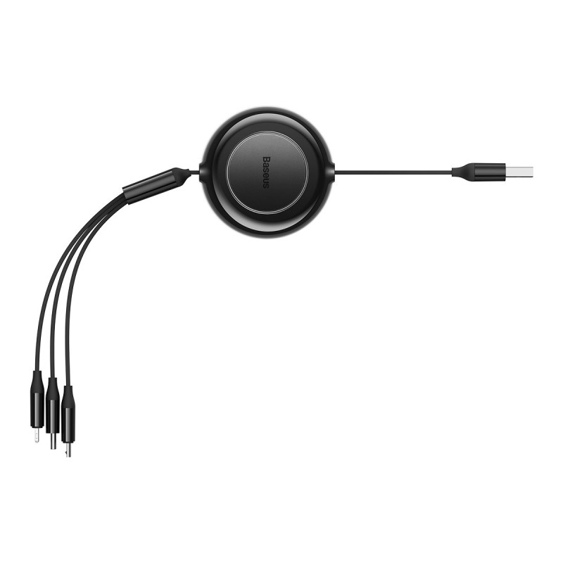 Bright Mirror 2 kabelis 3in1 USB Type A microUSB + iPhone Lightning + USB-C 3.5A 1.1m juodas