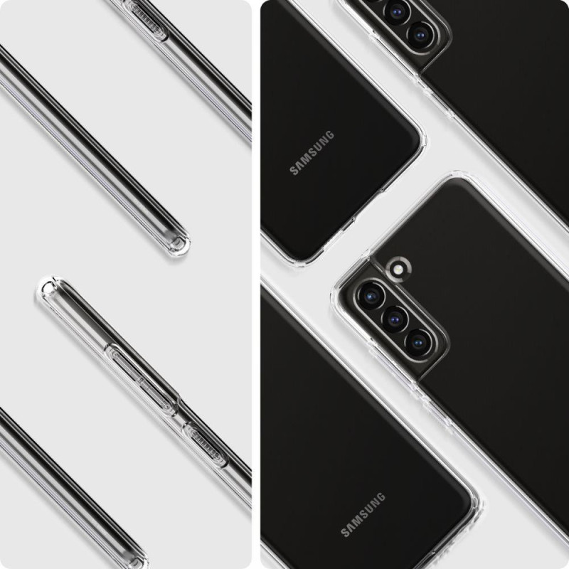 Spigen Skystųjų kristalų dėklas, skirtas Samsung Galaxy S21 FE - skaidrus