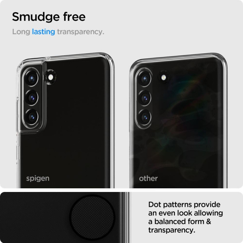 Spigen Skystųjų kristalų dėklas, skirtas Samsung Galaxy S21 FE - skaidrus