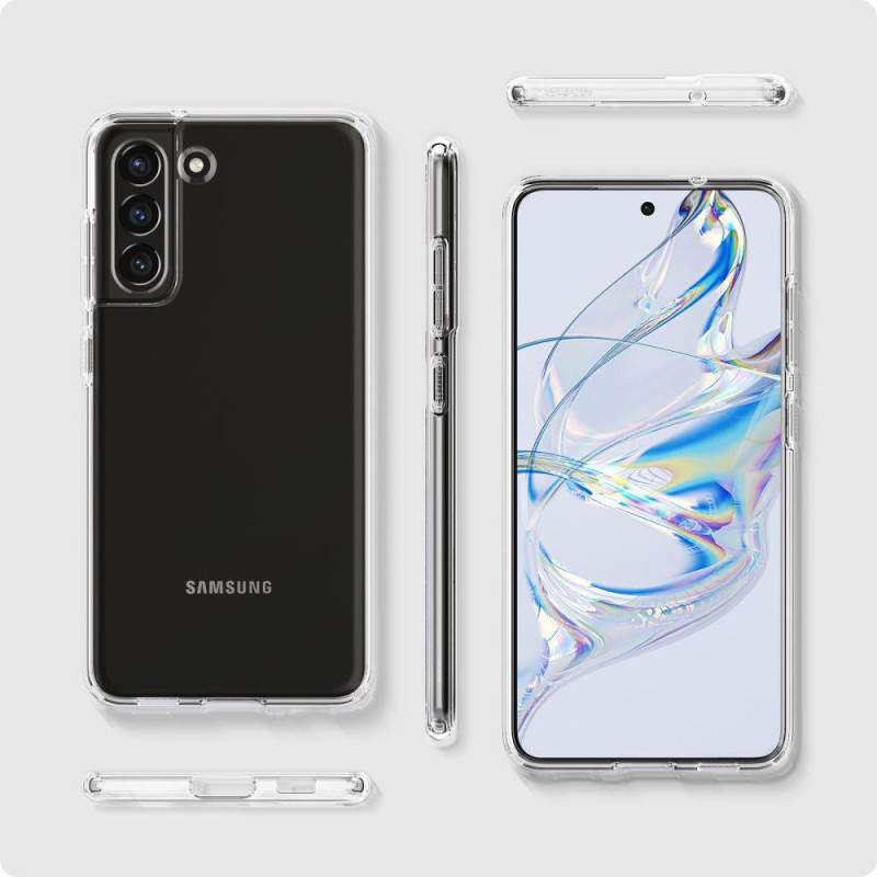 Spigen Skystųjų kristalų dėklas, skirtas Samsung Galaxy S21 FE - skaidrus