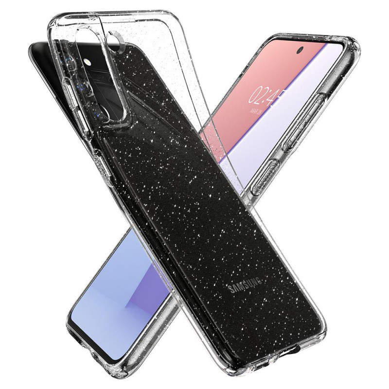 Spigen Skystųjų kristalų dėklas, skirtas Samsung Galaxy S21 FE - skaidrus ir blizgantis