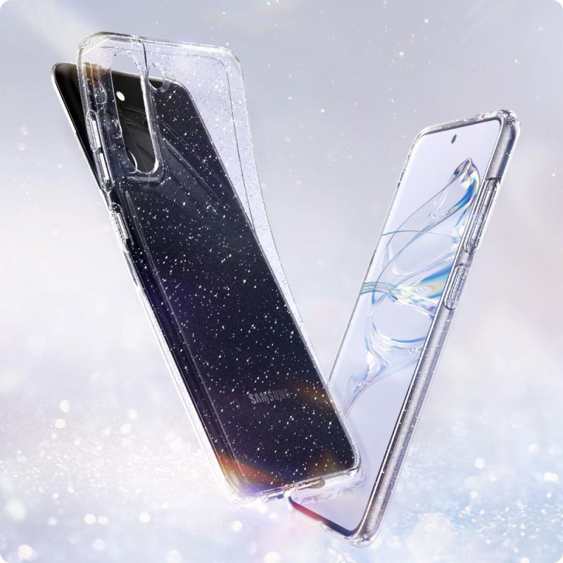 Spigen Skystųjų kristalų dėklas, skirtas Samsung Galaxy S21 FE - skaidrus ir blizgantis