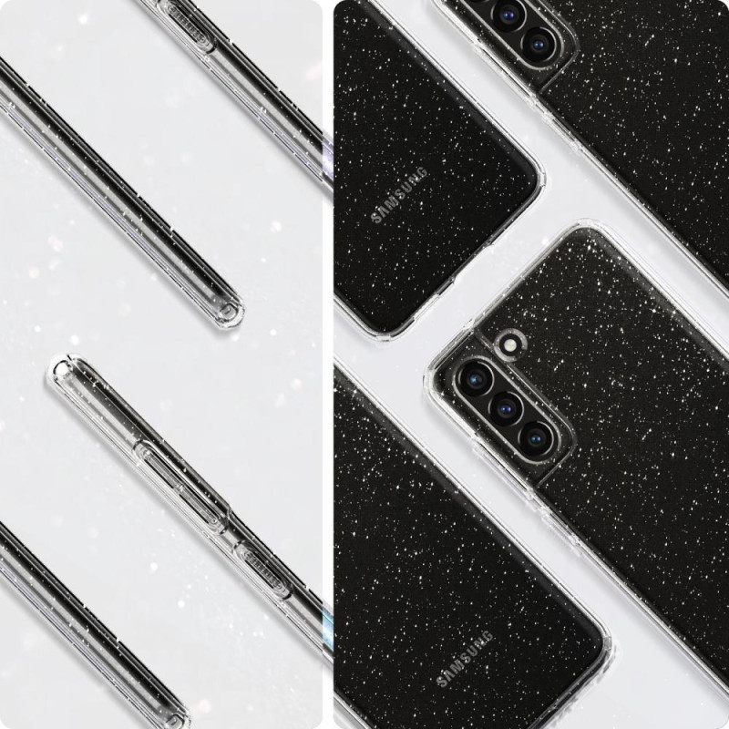 Spigen Skystųjų kristalų dėklas, skirtas Samsung Galaxy S21 FE - skaidrus ir blizgantis