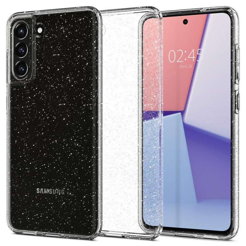 Spigen Skystųjų kristalų dėklas, skirtas Samsung Galaxy S21 FE - skaidrus ir blizgantis
