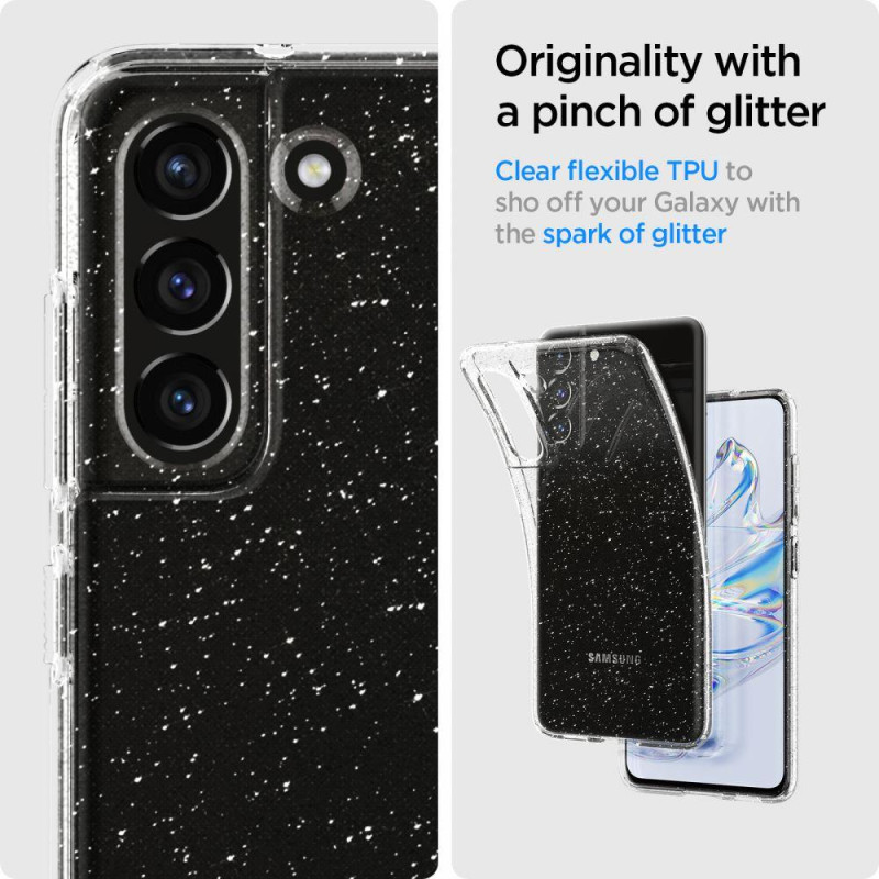 Spigen Skystųjų kristalų dėklas, skirtas Samsung Galaxy S21 FE - skaidrus ir blizgantis