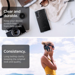 Spigen Skystųjų kristalų dėklas, skirtas Samsung Galaxy S21 FE - skaidrus ir blizgantis