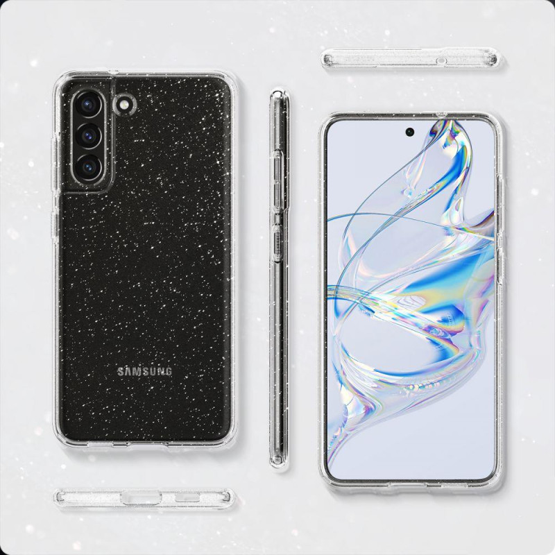 Spigen Skystųjų kristalų dėklas, skirtas Samsung Galaxy S21 FE - skaidrus ir blizgantis