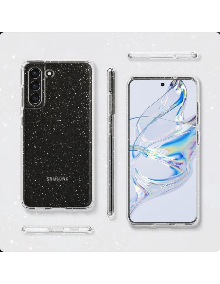 Spigen Skystųjų kristalų dėklas, skirtas Samsung Galaxy S21 FE - skaidrus ir blizgantis Spigen Skystųjų kristalų dėklas, skirtas Samsung Galaxy S21 FE - skaidrus ir blizgantis