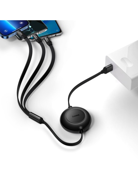 Bright Mirror 2 kabelis 3in1 USB Type A microUSB + iPhone Lightning + USB-C 3.5A 1.1m juodas Bright Mirror 2 kabelis 3in1 USB Type A microUSB + iPhone Lightning + USB-C 3.5A 1.1m juodas