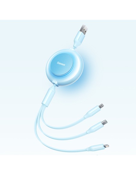 Bright Mirror 2 kabelis 3in1 USB Type A microUSB + iPhone Lightning + USB-C 3.5A 1.1m juodas Bright Mirror 2 kabelis 3in1 USB Type A microUSB + iPhone Lightning + USB-C 3.5A 1.1m juodas