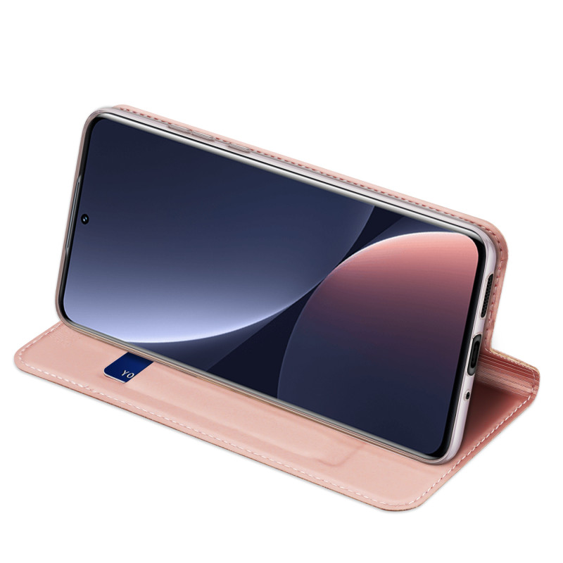 Dux Ducis Skin Pro dėklo dėklo dangtelis su atvartu, skirtas Xiaomi 12 Pro rožinei