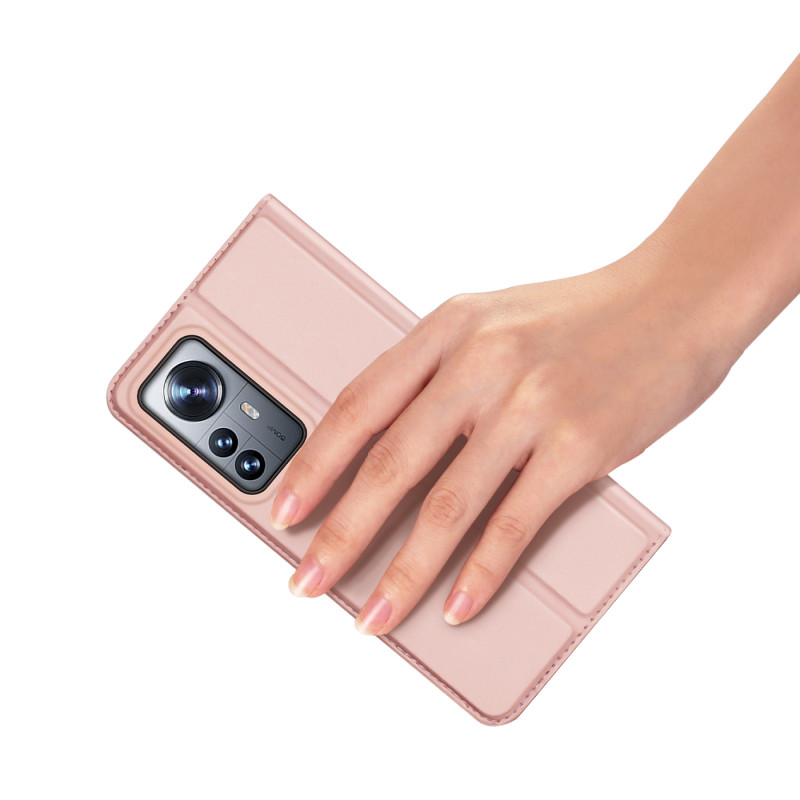 Dux Ducis Skin Pro dėklo dėklo dangtelis su atvartu, skirtas Xiaomi 12 Pro rožinei