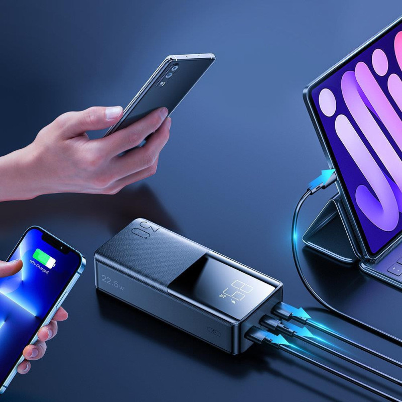 Powerbank 30000mAh 15W kabelis USB-C kabelis...