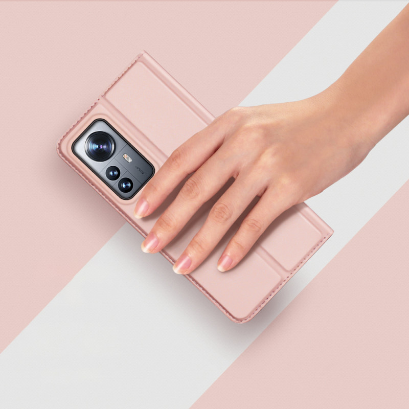 Dux Ducis Skin Pro dėklo dėklo dangtelis su atvartu, skirtas Xiaomi 12 Pro rožinei