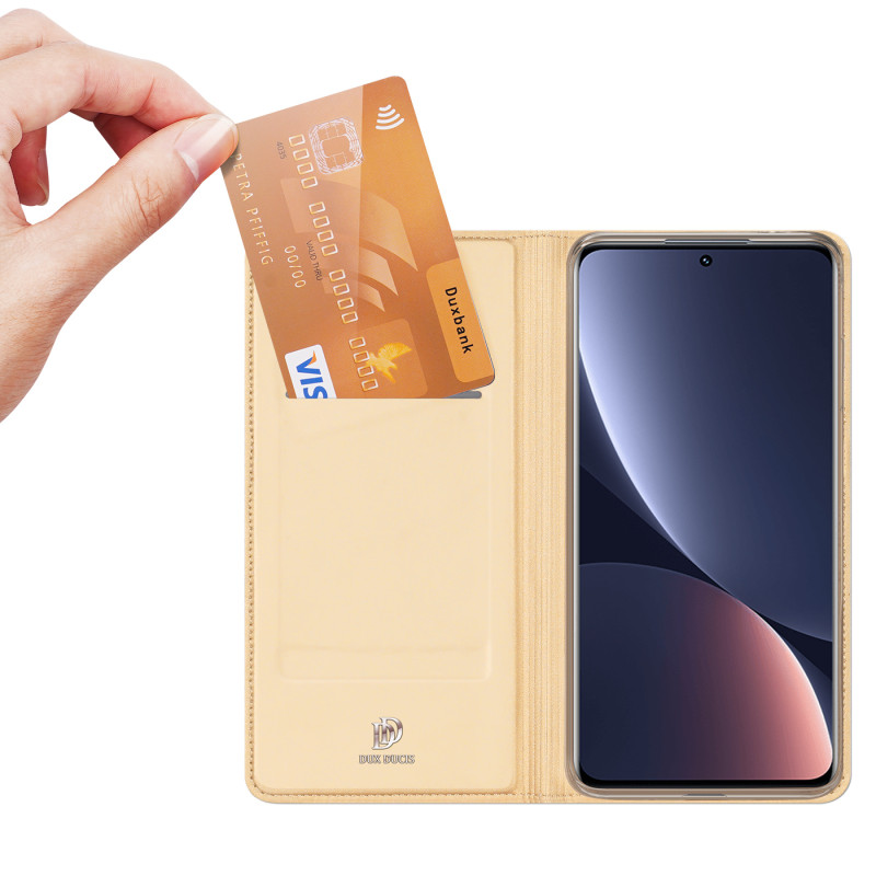 Dux Ducis Skin Pro dėklo dėklo dangtelis su atvartu, skirtas Xiaomi 12 Pro auksui