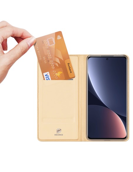 Dux Ducis Skin Pro dėklo dėklo dangtelis su atvartu, skirtas Xiaomi 12 Pro auksui Dux Ducis Skin Pro dėklo dėklo dangtelis su atvartu, skirtas Xiaomi 12 Pro auksui