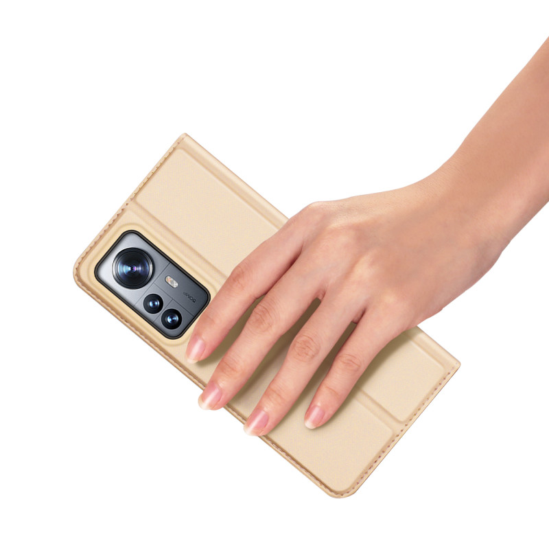 Dux Ducis Skin Pro dėklo dėklo dangtelis su atvartu, skirtas Xiaomi 12 Pro auksui
