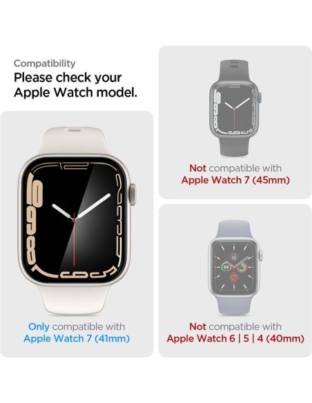 Spigen ProFlex EZ Fit hibridinis stiklas Apple Watch 7 / 8 (41 mm) - 2 vnt. Spigen ProFlex EZ Fit hibridinis stiklas Apple Watch 7 / 8 (41 mm) - 2 vnt.
