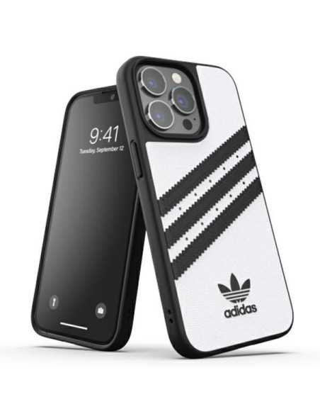 Adidas OR Molded Case PU, skirtas iPhone 13 Pro / iPhone 13 - balta ir juoda Adidas OR Molded Case PU, skirtas iPhone 13 Pro / iPhone 13 - balta ir juoda