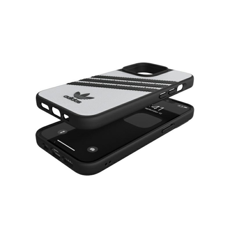 Adidas OR Molded Case PU, skirtas iPhone 13 Pro / iPhone 13 - balta ir juoda