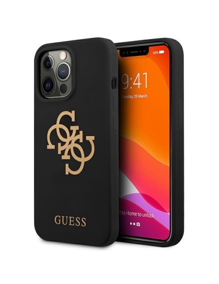 Guess Silicone 4G Logo dėklas, skirtas iPhone 13 Pro / iPhone 13 - juodas Guess Silicone 4G Logo dėklas, skirtas iPhone 13 Pro / iPhone 13 - juodas