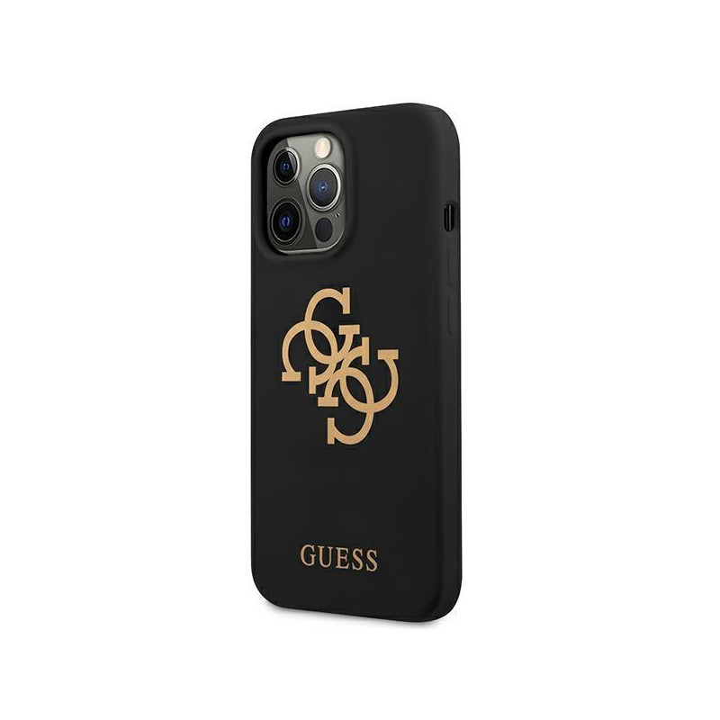 Guess Silicone 4G Logo dėklas, skirtas iPhone 13 Pro / iPhone 13 - juodas