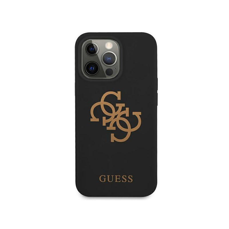 Guess Silicone 4G Logo dėklas, skirtas iPhone 13 Pro / iPhone 13 - juodas